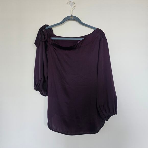 Banana Republic Aubergine Off Shoulder Blouse Top Size M Petite - Picture 2 of 6